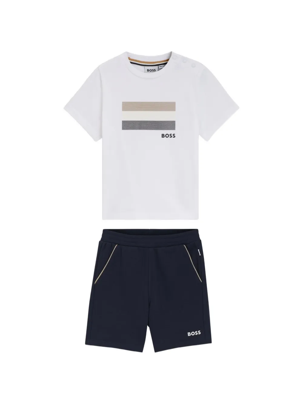 BOSS Kidswear Shorts set met print Wit