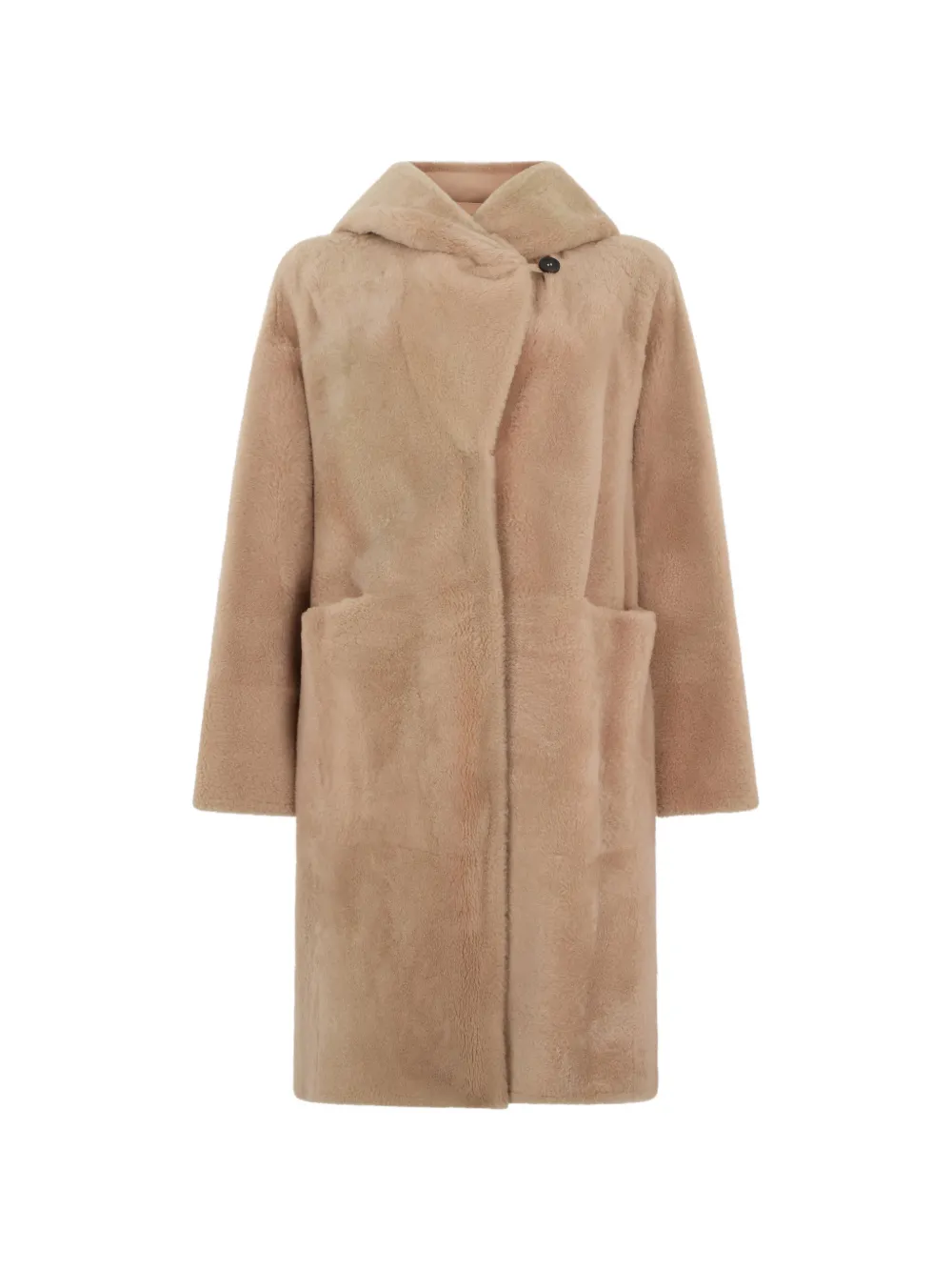 Peserico hooded button fur coat - Toni neutri