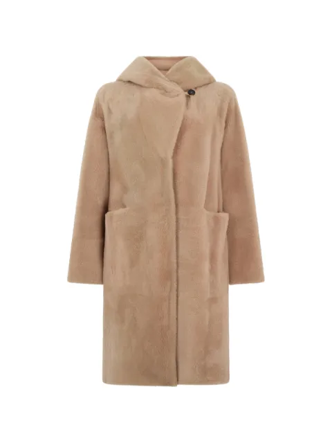 Peserico hooded button fur coat