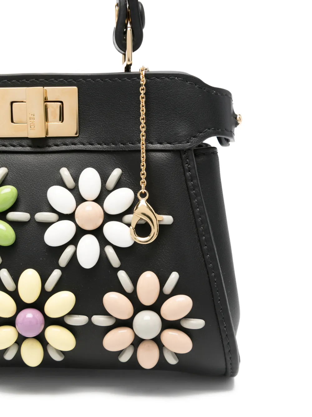 FENDI Peekaboo mini-shopper met kralen en bloemen Zwart