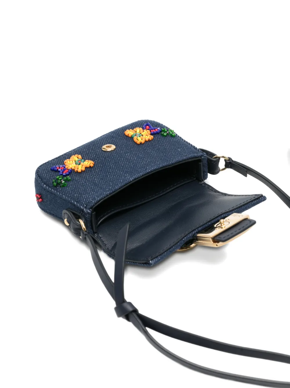 FENDI バゲット フラワーエンブロイダリー ミニバッグ ナノ | ブルー