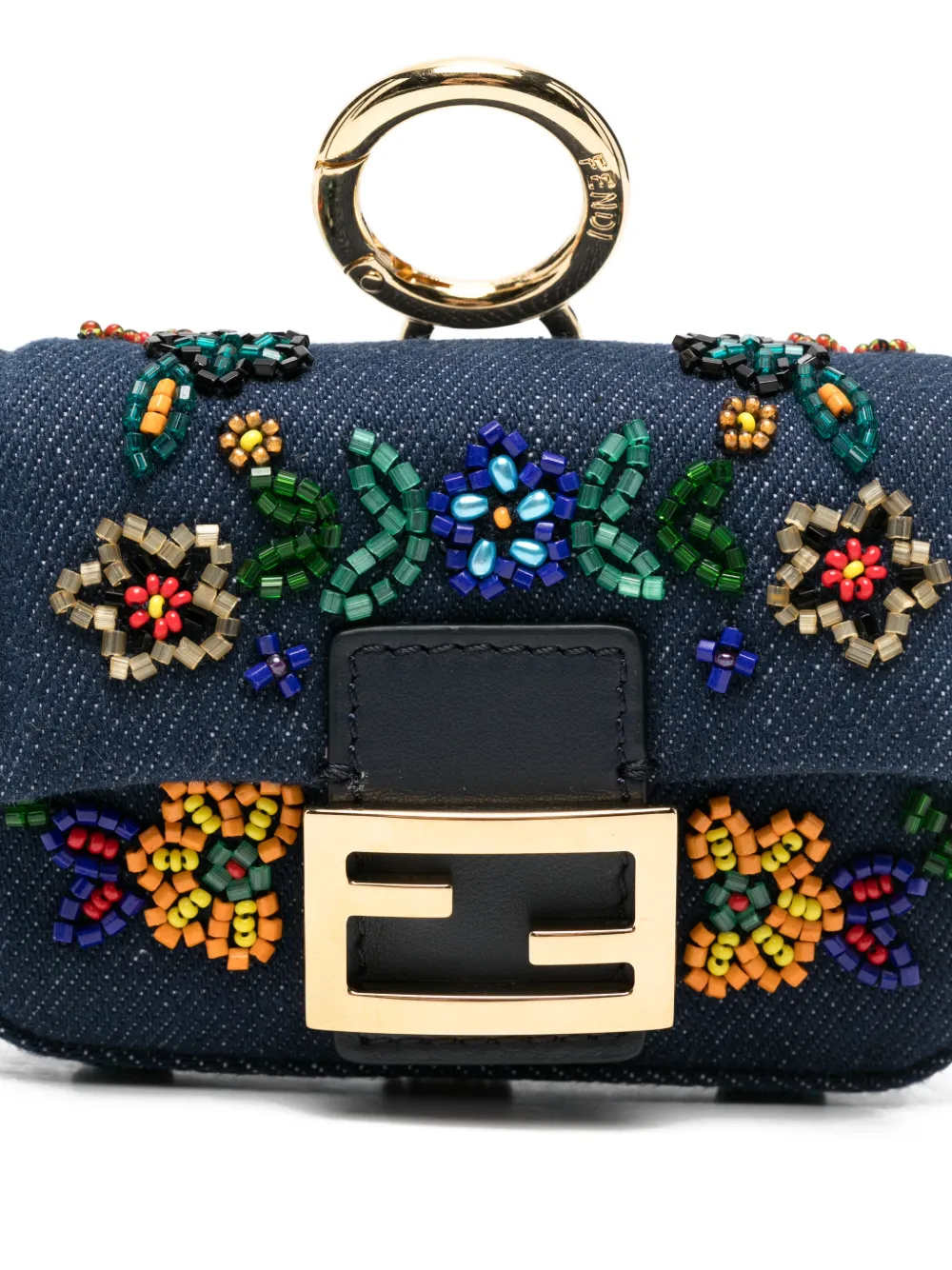 FENDI Mini Nano Baguette embroidered-flowers Bag | Blue | FARFETCH