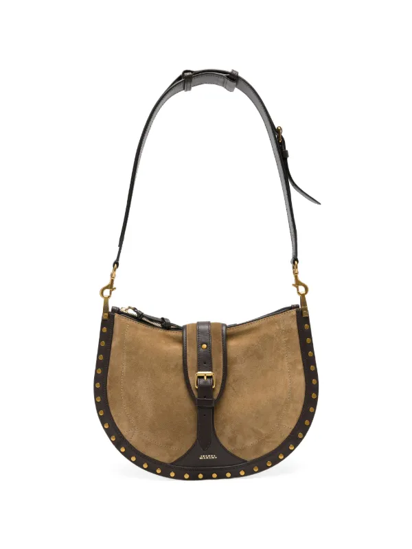 Isabel Marant Oskan Buckle Leather Shoulder Bag in Neutrals