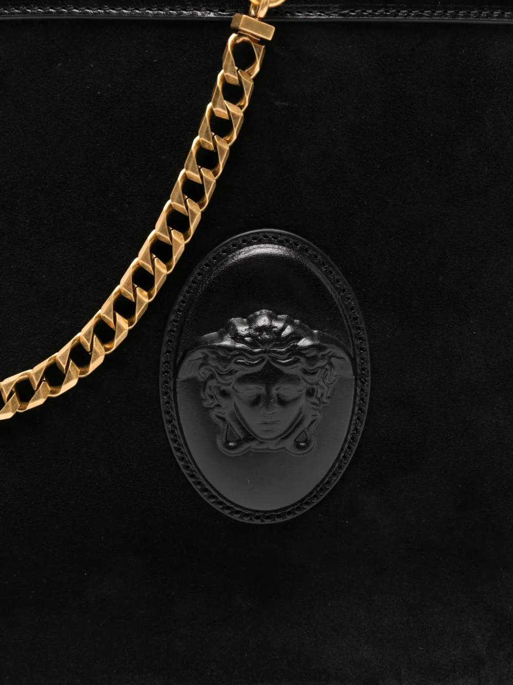 Versace Leren bucket-tas met kettingdetail Zwart