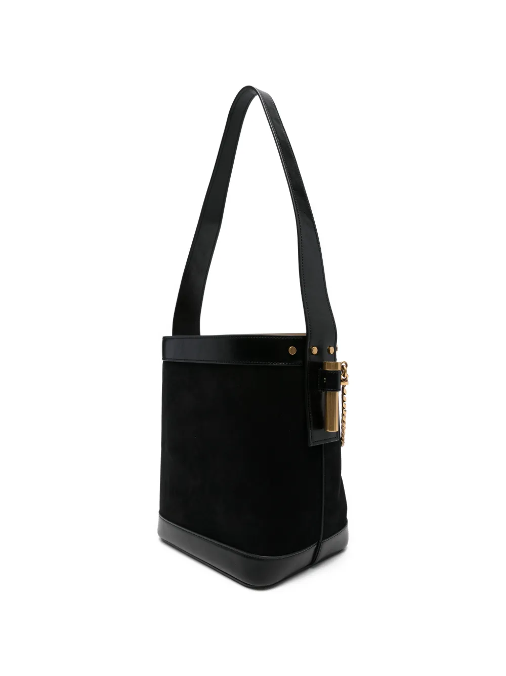Versace Leren bucket-tas met kettingdetail Zwart