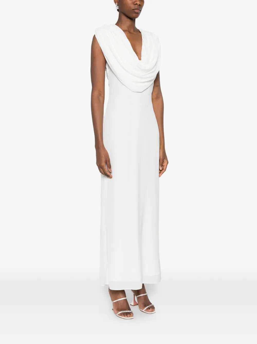 ROTATE BIRGER CHRISTENSEN Maxi Waterfall mouwloze jurk Wit