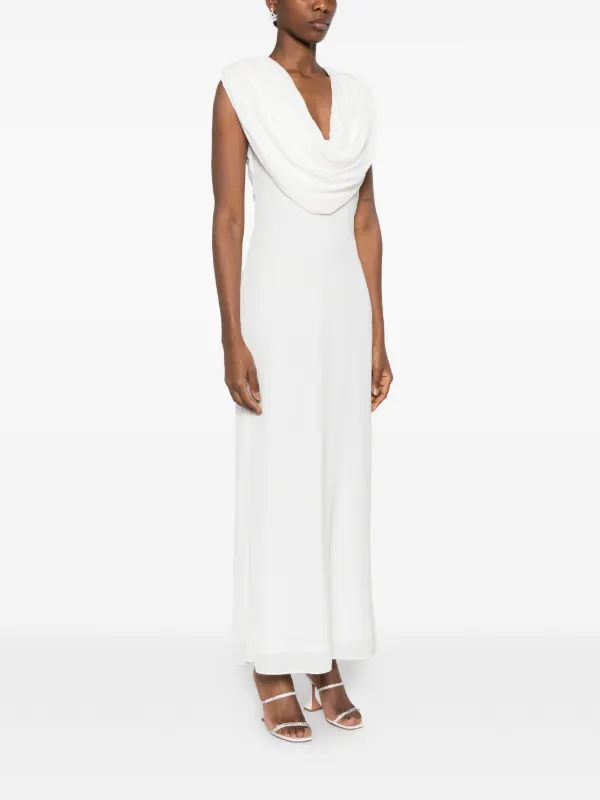 rotate birger christensen waterfall maxi dress ROTATE BIRGER CHRISTENSEN Maxi Waterfall Sleeveless Dress | White