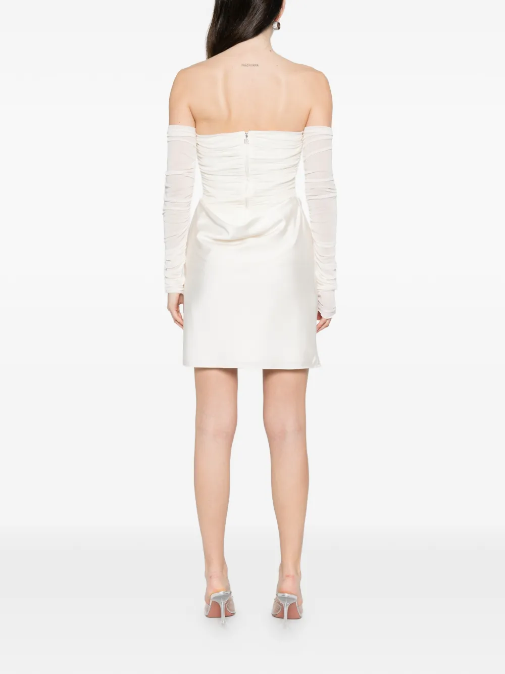 ROTATE BIRGER CHRISTENSEN Mesh mini-jurk met ruches Wit