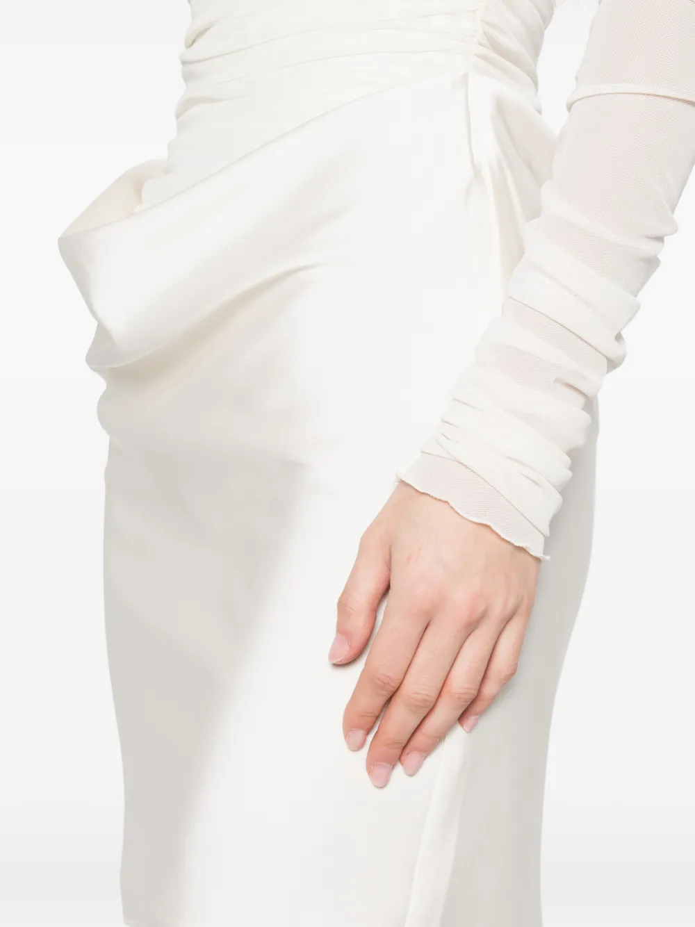 ROTATE BIRGER CHRISTENSEN Mesh mini-jurk met ruches Wit