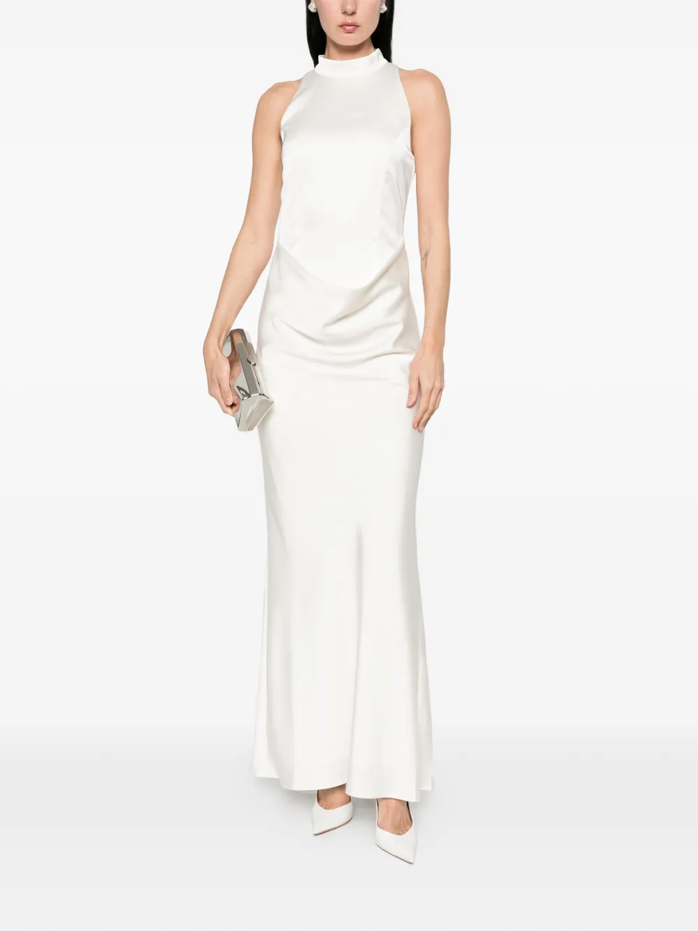  Rotate Birger Christensen High-neck Maxi Dress - Neutrals 