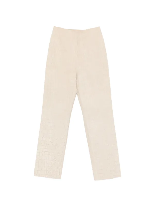 Tove Tieve Croc-effect Trousers in Neutrals