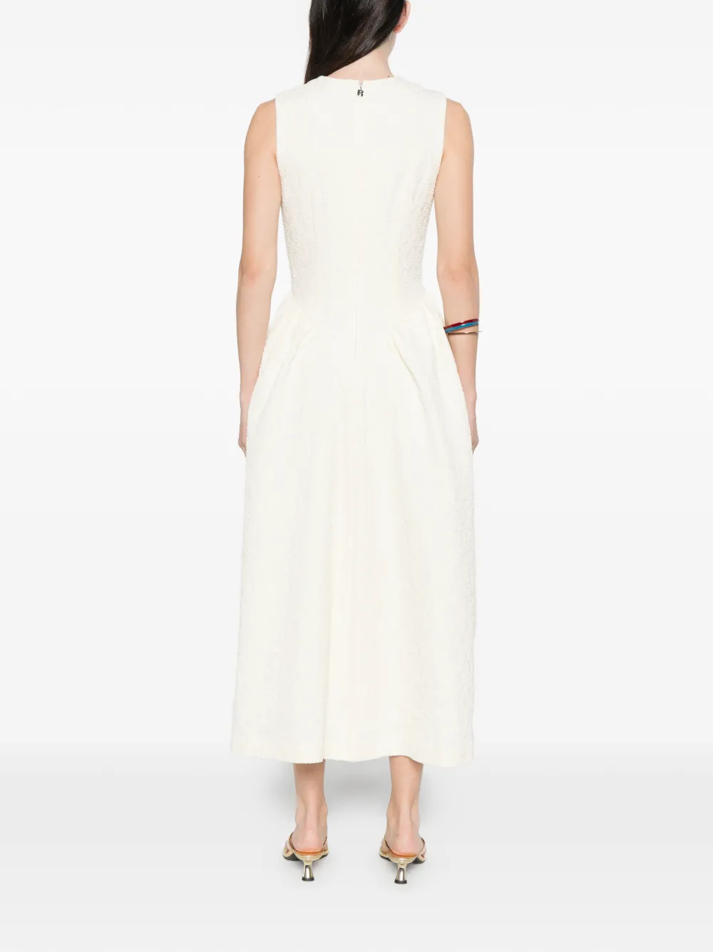 ROTATE BIRGER CHRISTENSEN Midi-jurk met ronde hals Beige