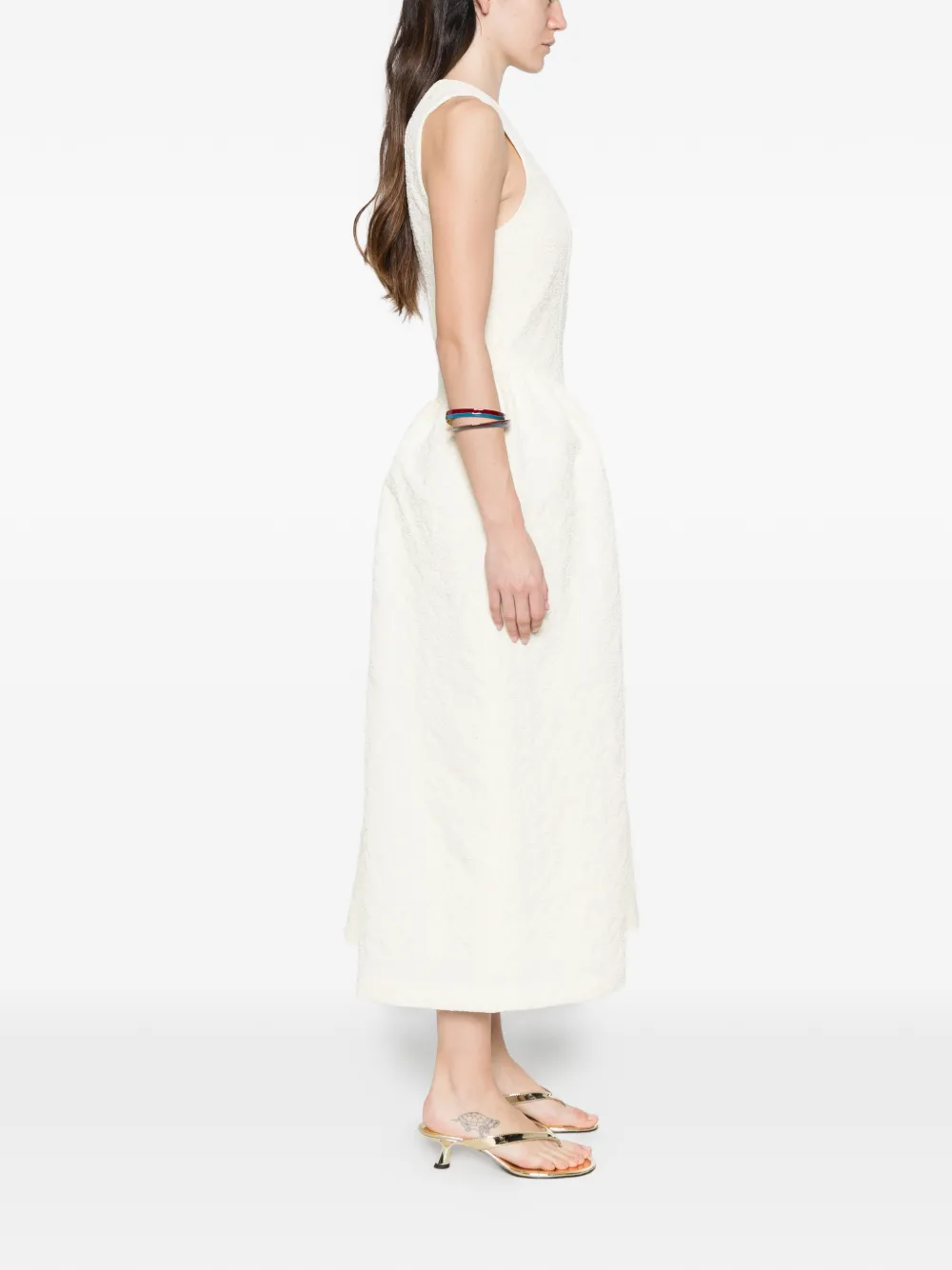 ROTATE BIRGER CHRISTENSEN Midi-jurk met ronde hals Beige