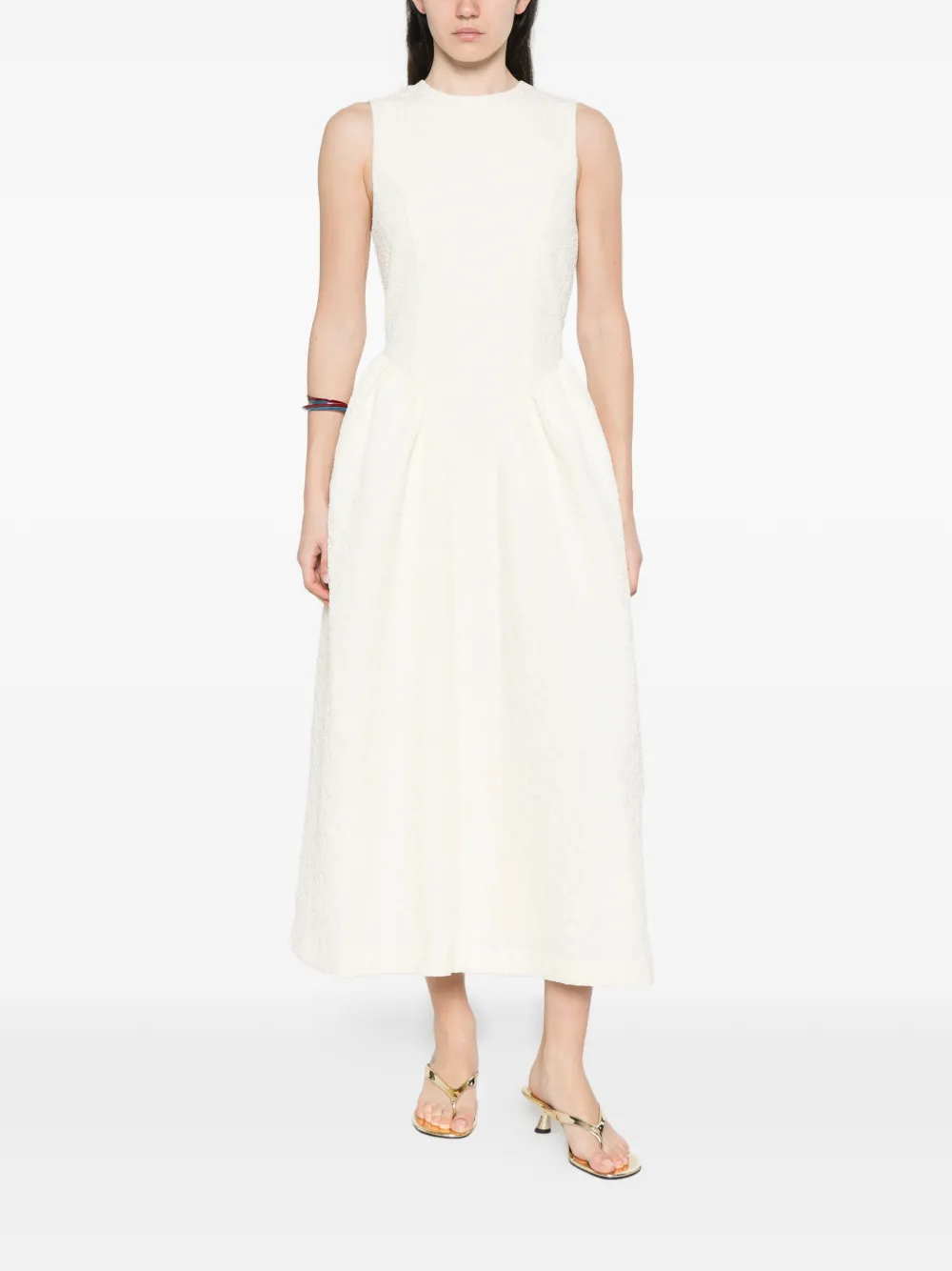 ROTATE BIRGER CHRISTENSEN Midi-jurk met ronde hals Beige