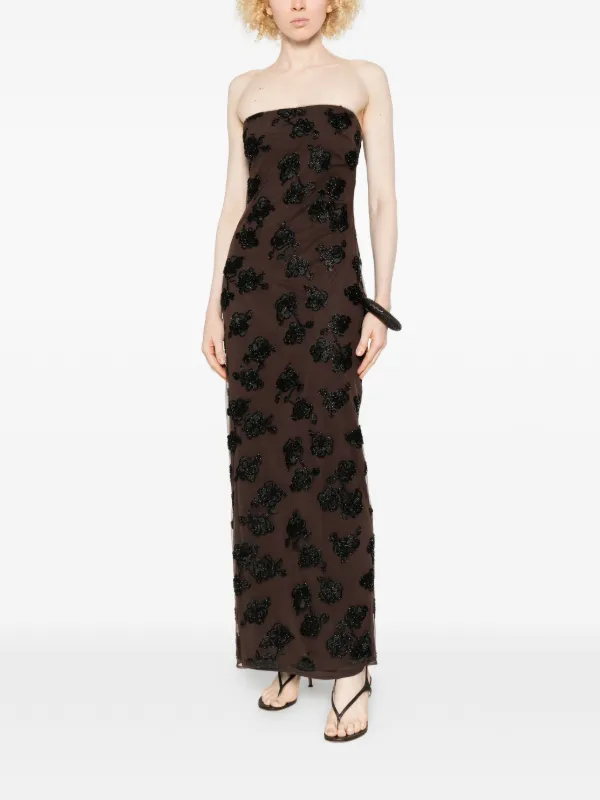 rotate beaded maxi dress Rotate - Sleeveless Floral Dress for Women - Polyester - Brown