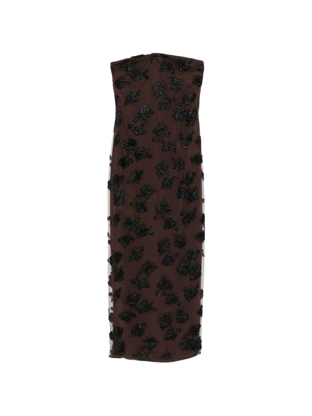 ROTATE BIRGER CHRISTENSEN beaded tube maxi dress - Marrone