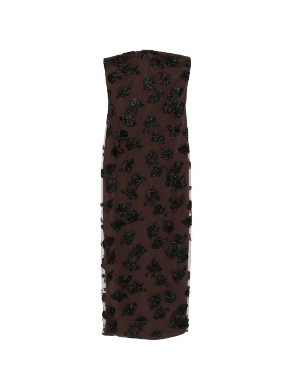 rotate beaded strapless maxi dress Beaded strapless maxi dress in brown - Rotate