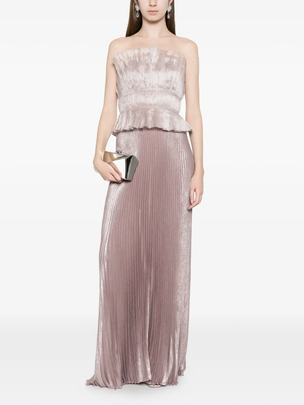 L'IDÉE Masquerade pleated peplum gown dress - Rosa