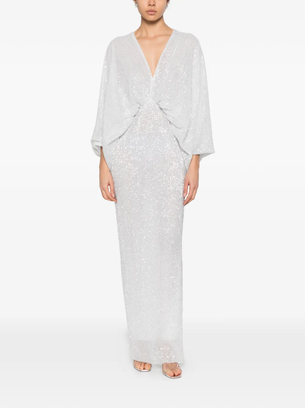 L'idée Sequin Ruched Maxi Dress - White 