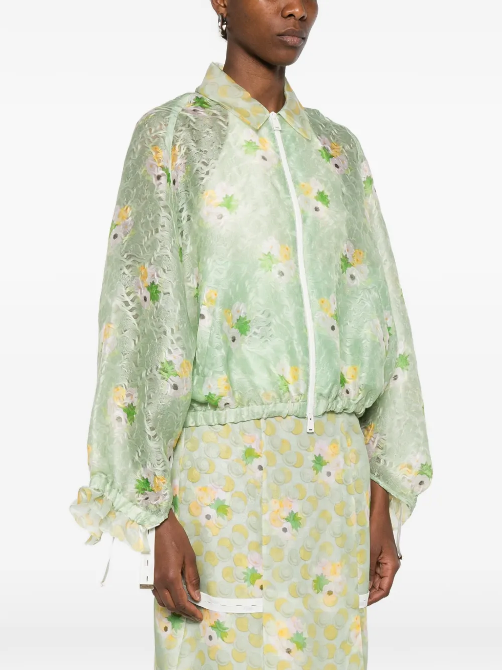 FENDI Shirtjack met bloemenkant Groen