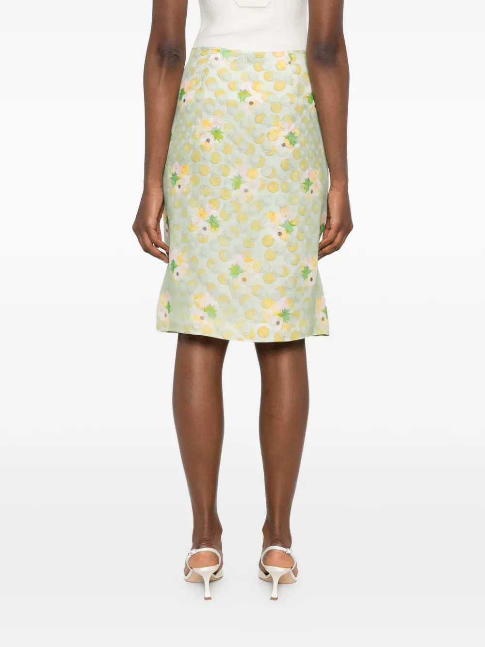 FENDI Midi-rok met bloemenprint Groen