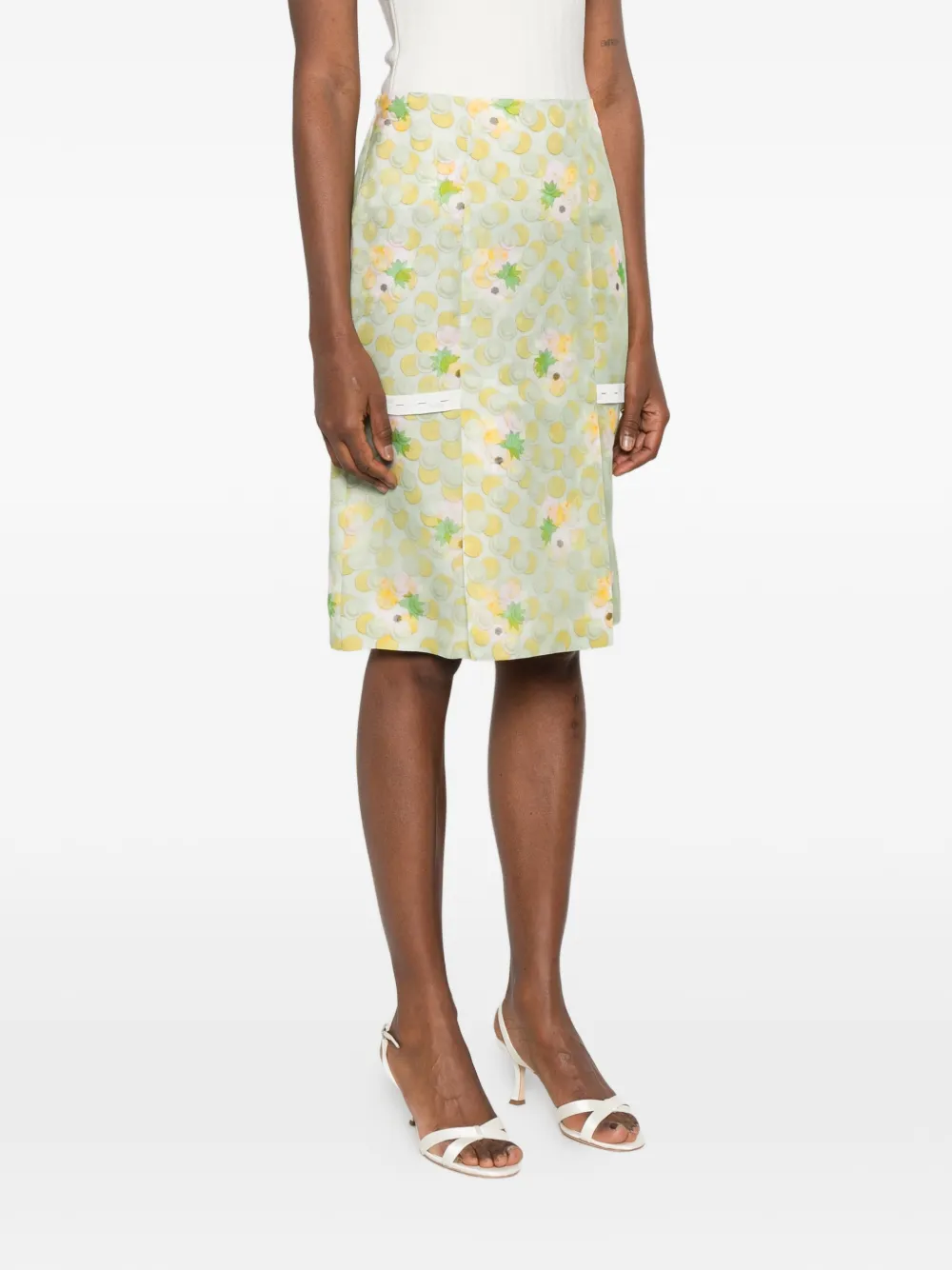 FENDI Midi-rok met bloemenprint Groen