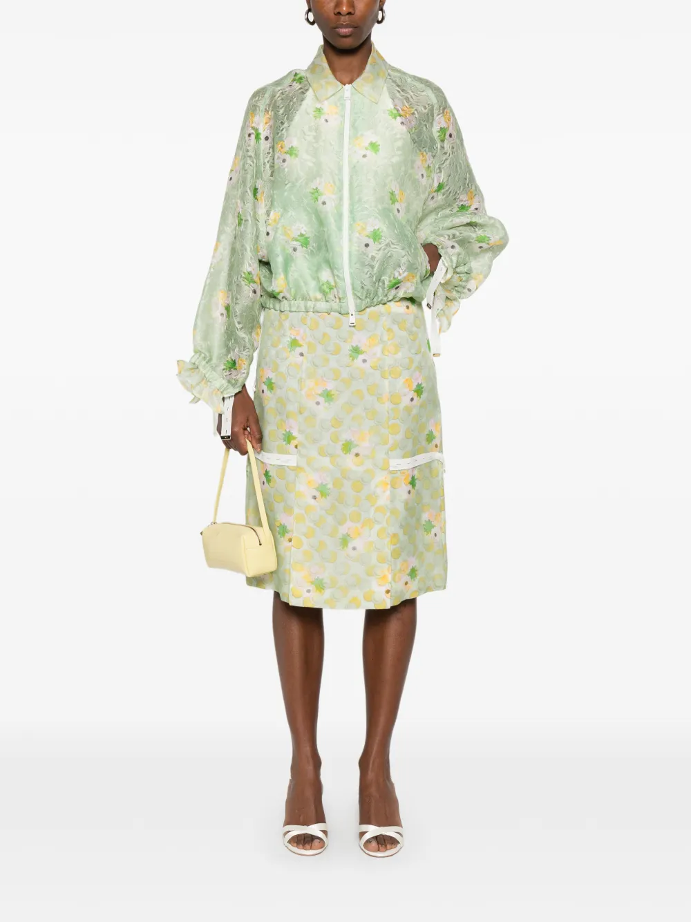 FENDI Midi-rok met bloemenprint Groen