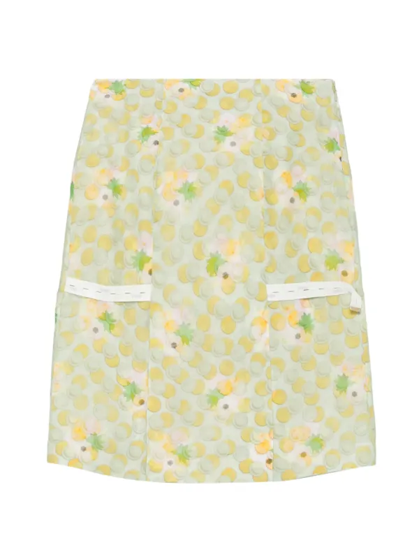 Fendi Floral-print Pocket Midi Skirt in Green