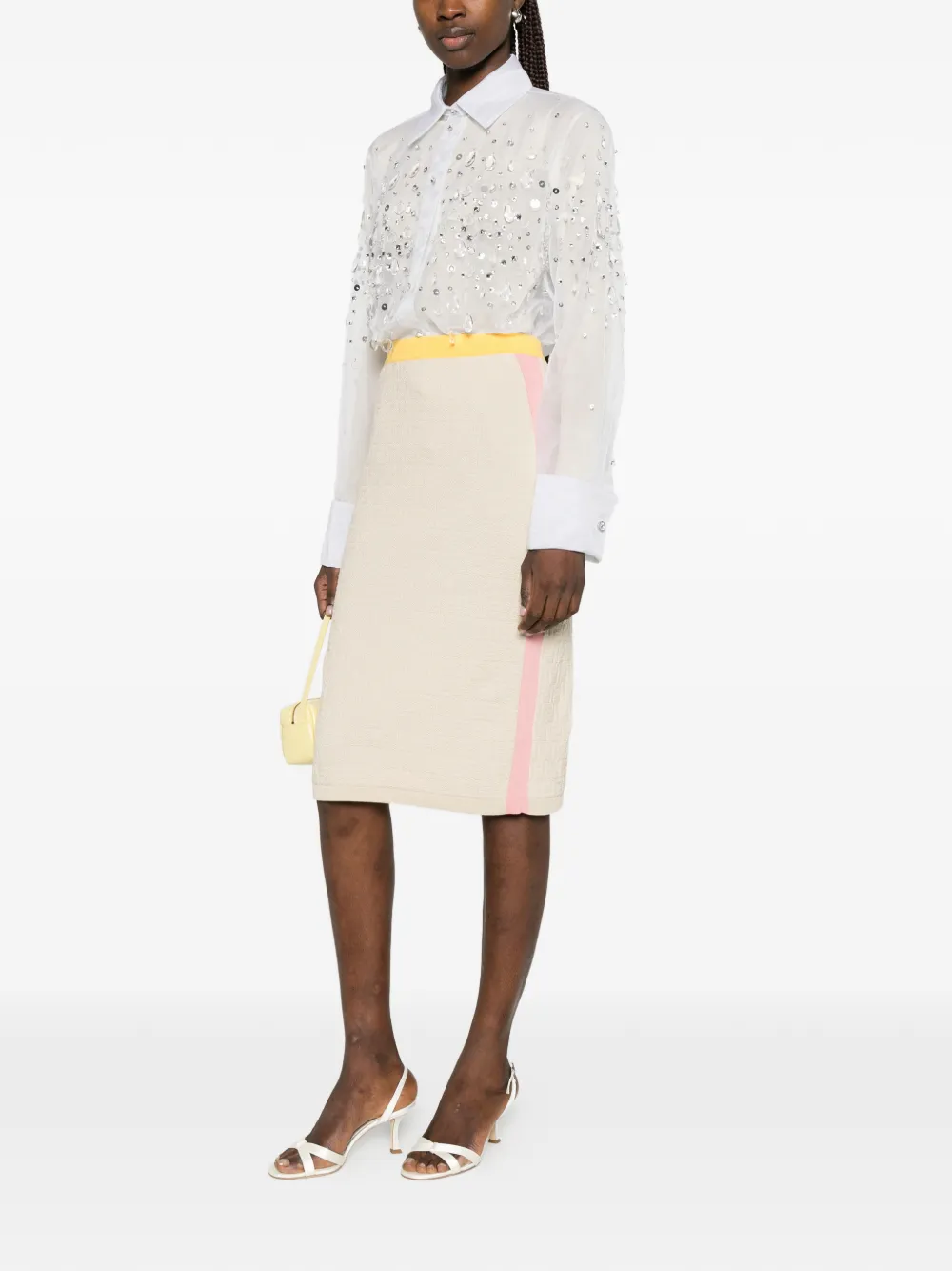 FENDI Midi-rok met logo Beige