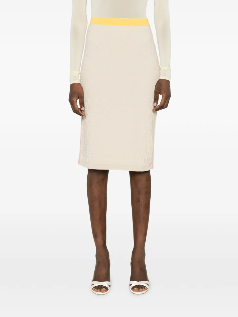 FENDI Midi-rok met logo Beige