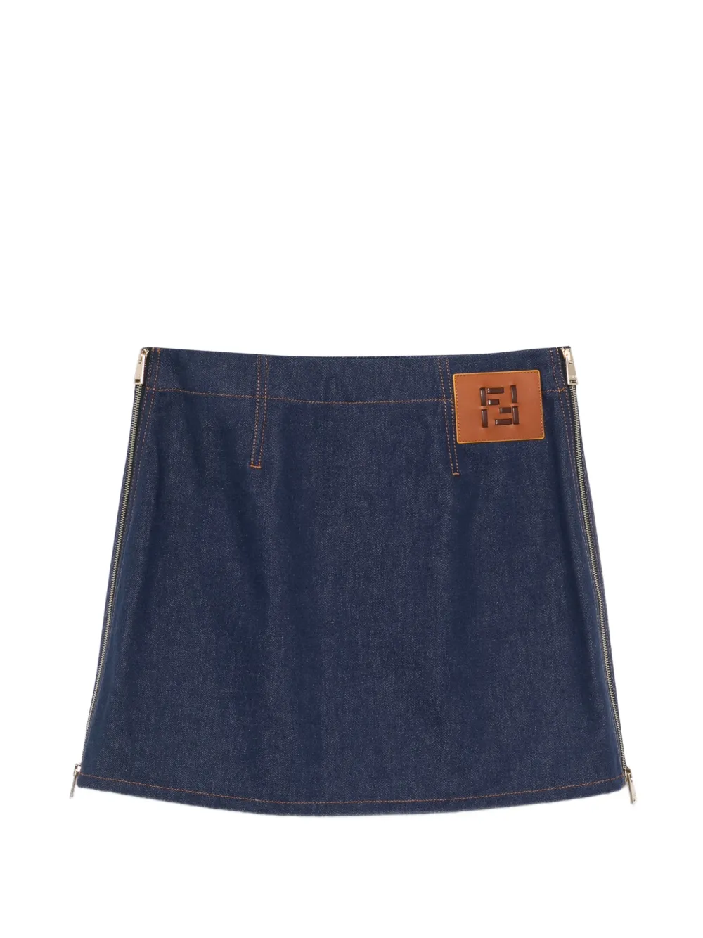 FENDI logo-patch mini skirt - Blu