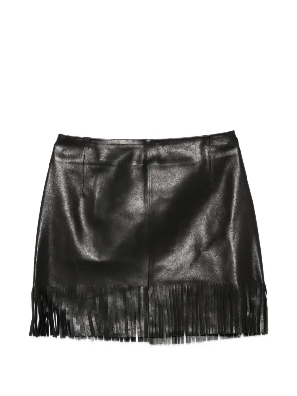 Nour Hammour Coco Fringed Mini Skirt in Black