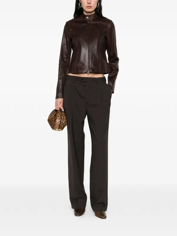 Nour Hammour Sigrid Leather Jacket | Brown | FARFETCH