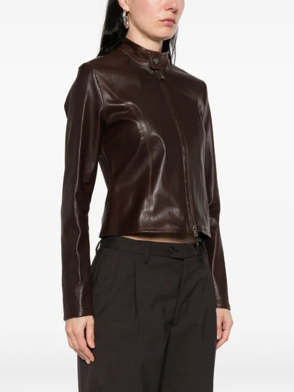 Nour Hammour Sigrid Leather Jacket | Brown | FARFETCH