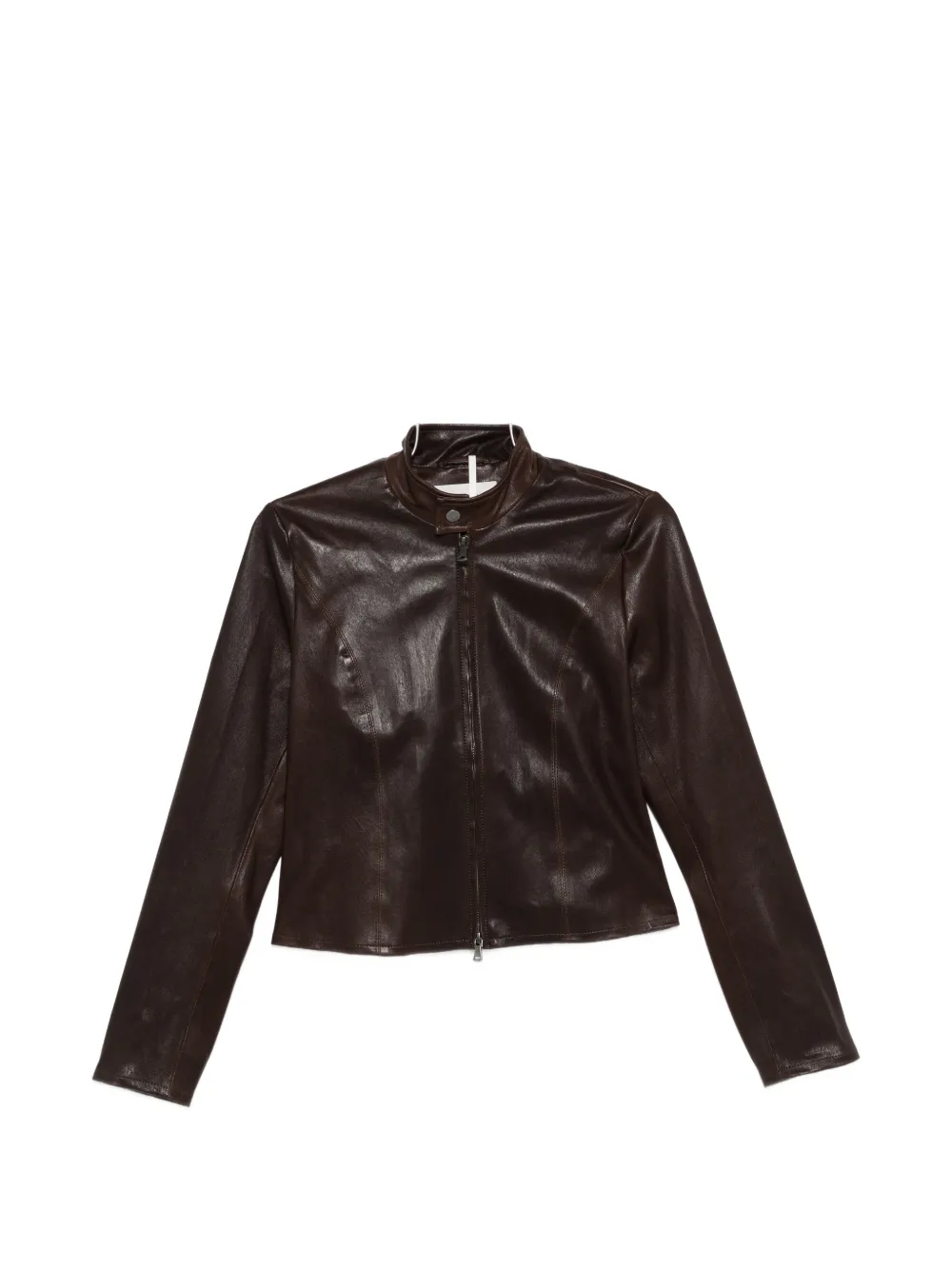 Nour Hammour Sigrid leather jacket - Marrone