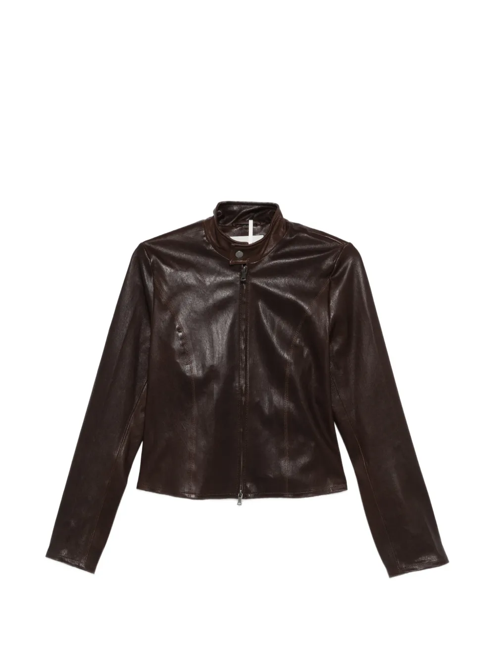 Nour Hammour Sigrid leather jacket - Marrone