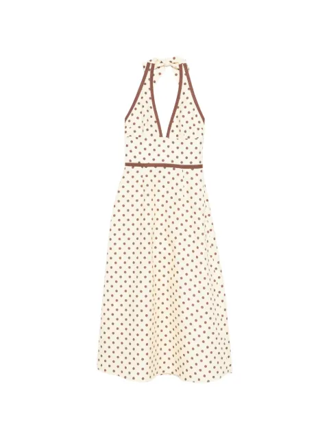Posse Bowie polka-dot V-neck midi dress