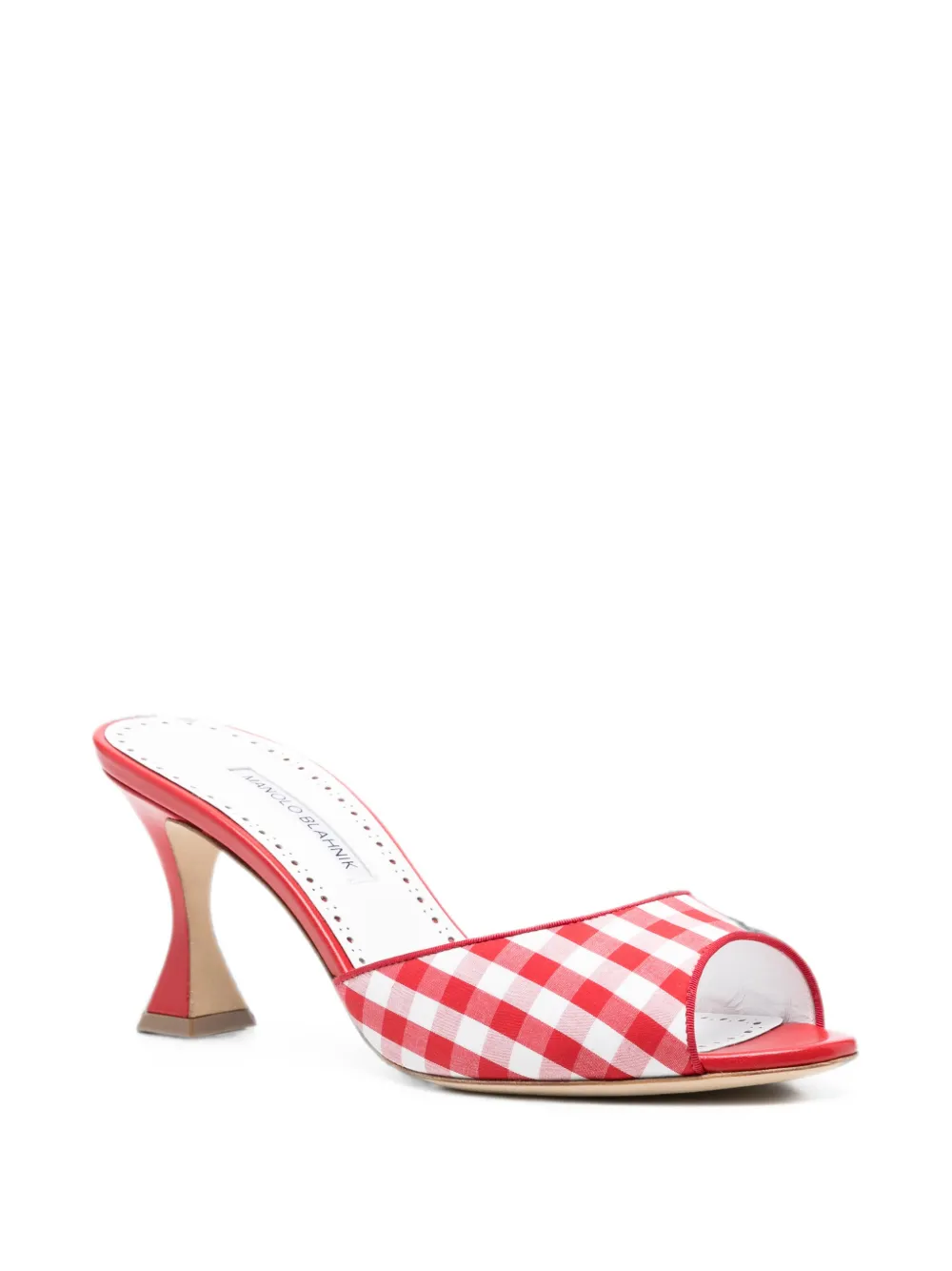 Manolo Blahnik Jadara gingham mules Rood