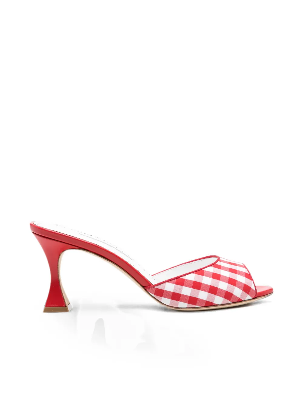 Manolo Blahnik Jadara Gingham Mules In Red