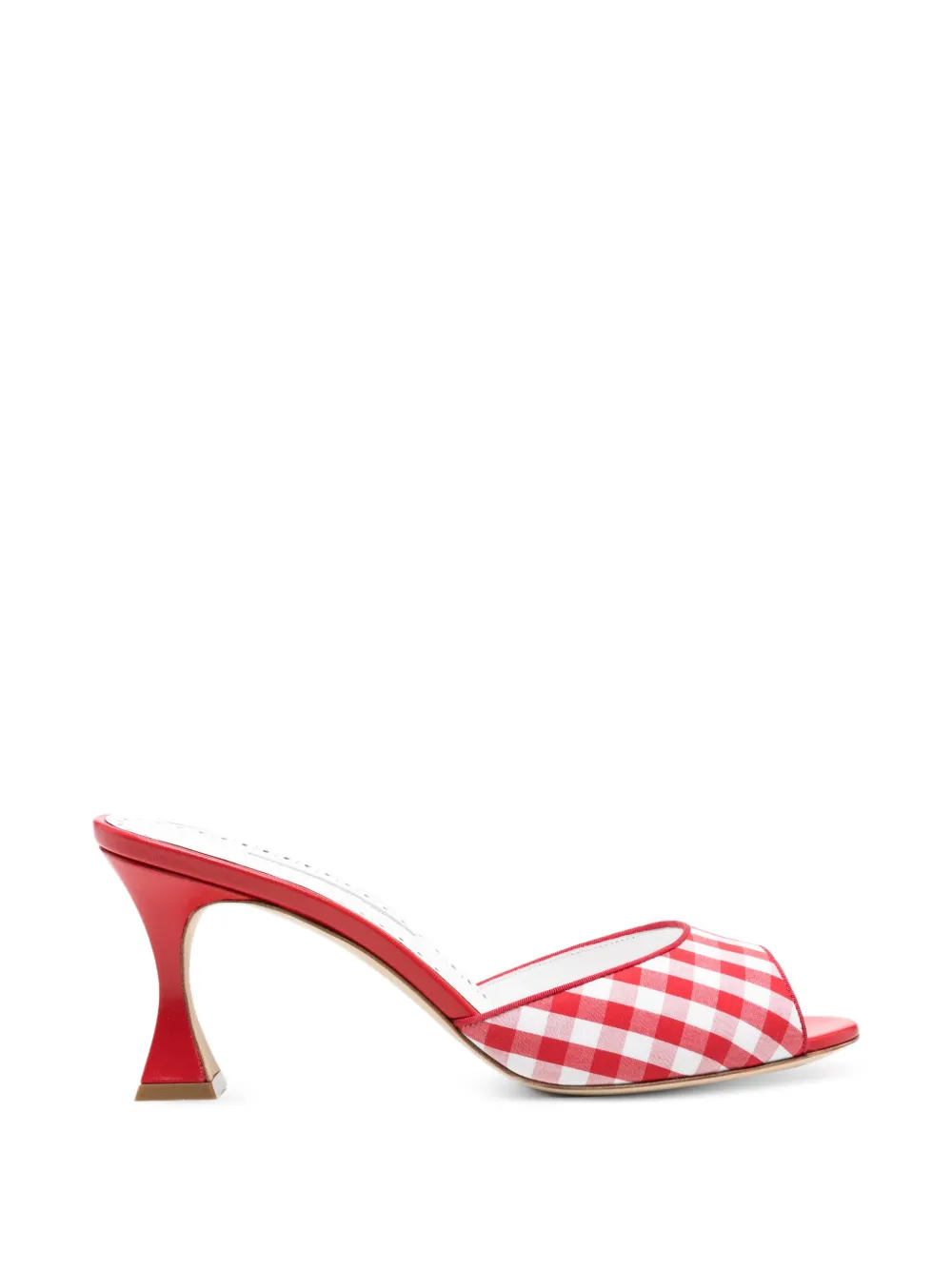 Manolo Blahnik Jadara gingham mules Rood