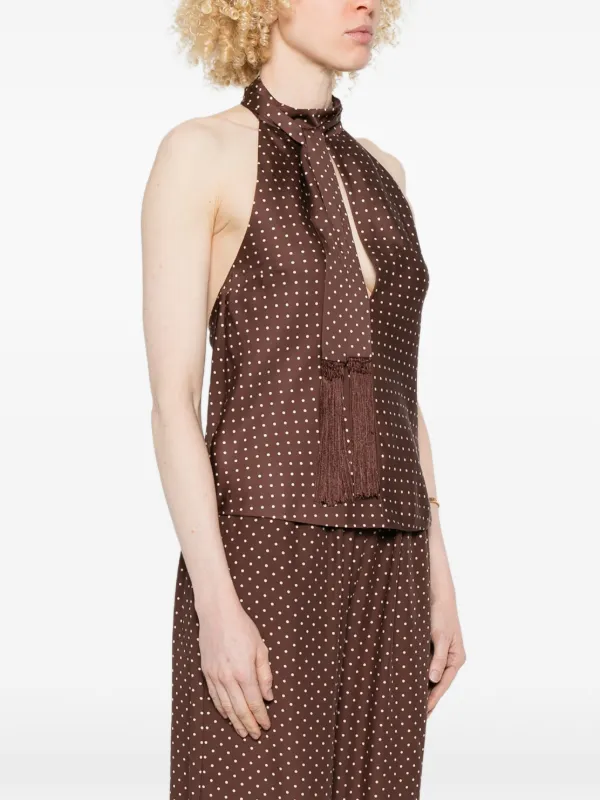 Posse Phoebe polka-dot Pattern Top | Brown | FARFETCH OM