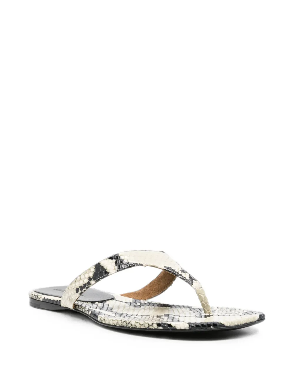 KHAITE Archer snakeskin-print sandals Beige