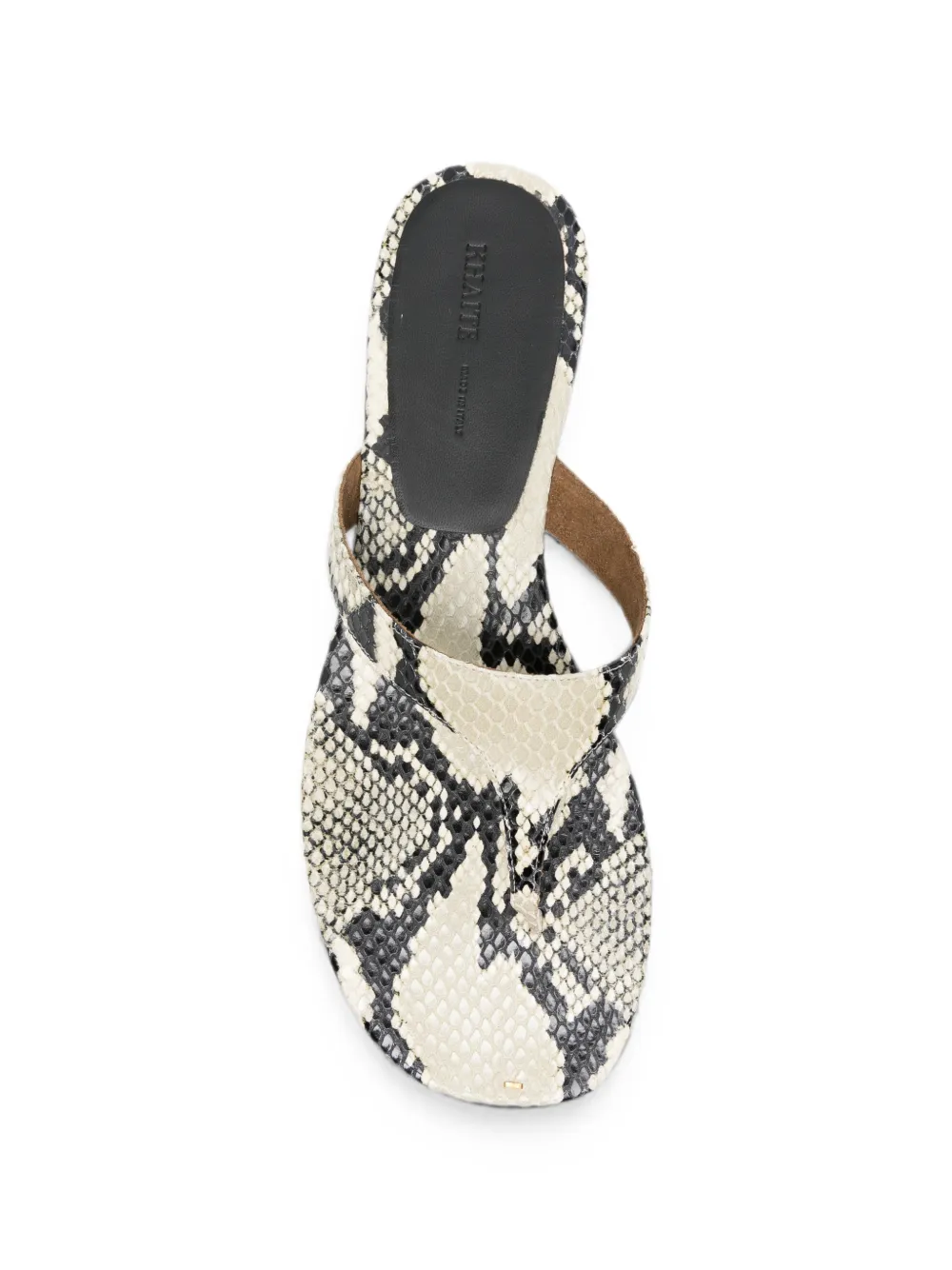 KHAITE Archer snakeskin-print sandals Beige