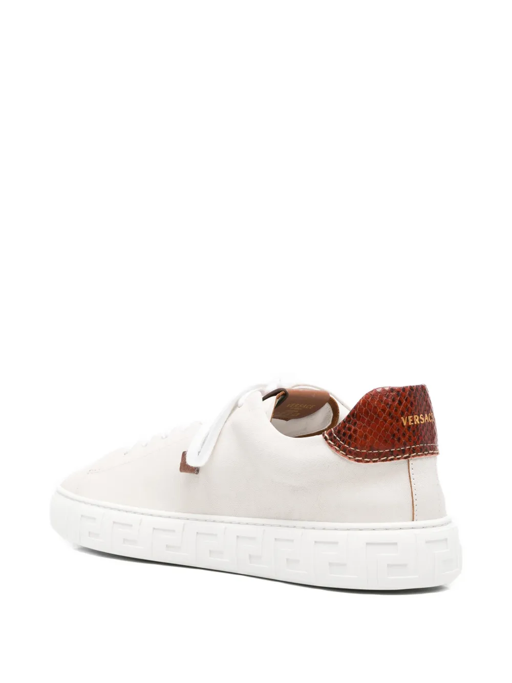 Versace Greca low-top leather sneakers Beige