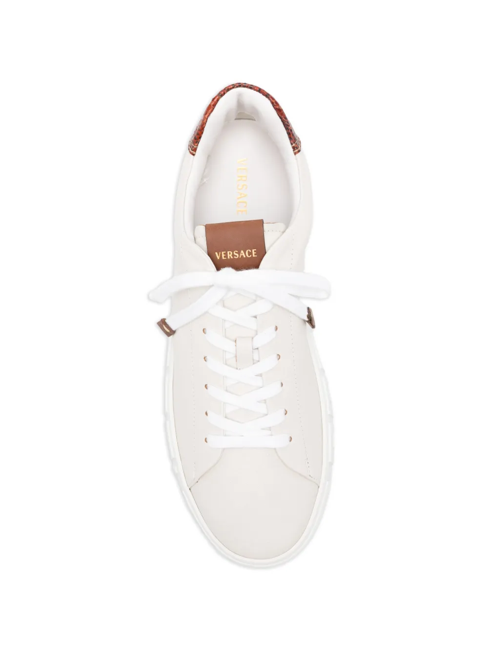 Versace Greca low-top leather sneakers Beige