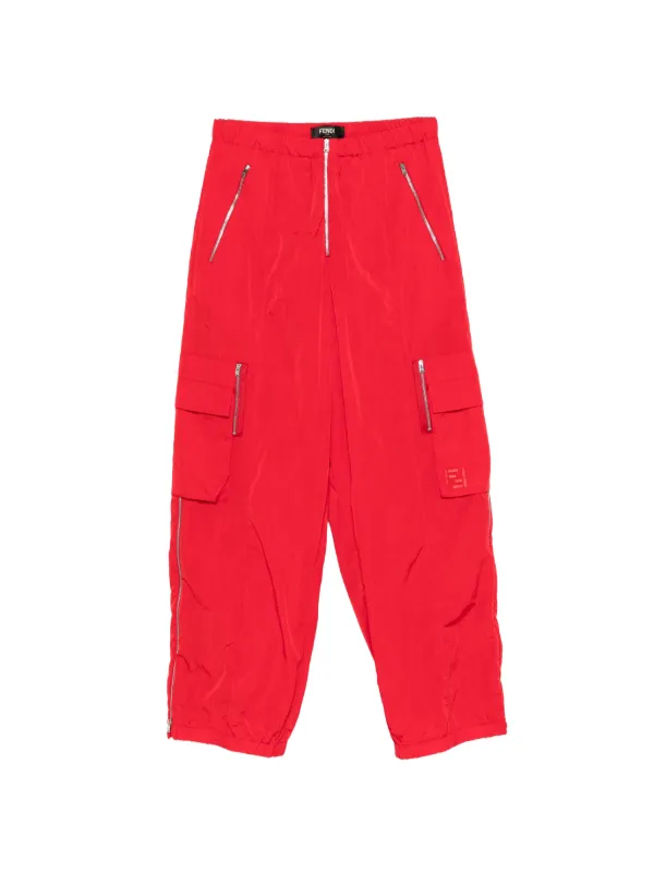Fendi Zip-pocket Trousers in Red
