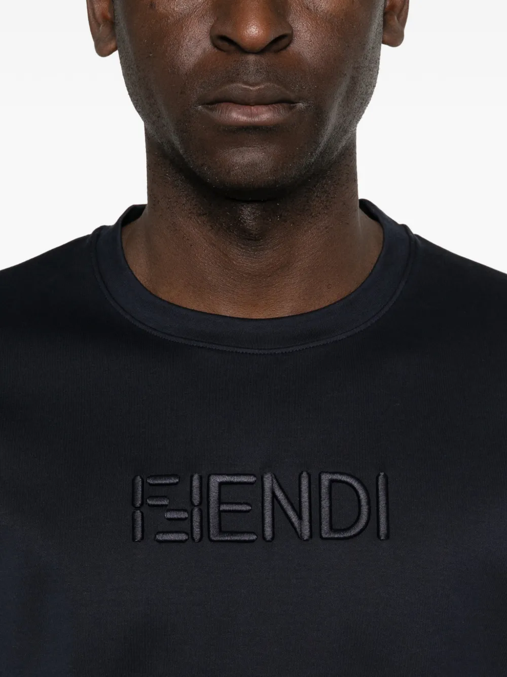 FENDI T-shirt met geborduurd logo Blauw