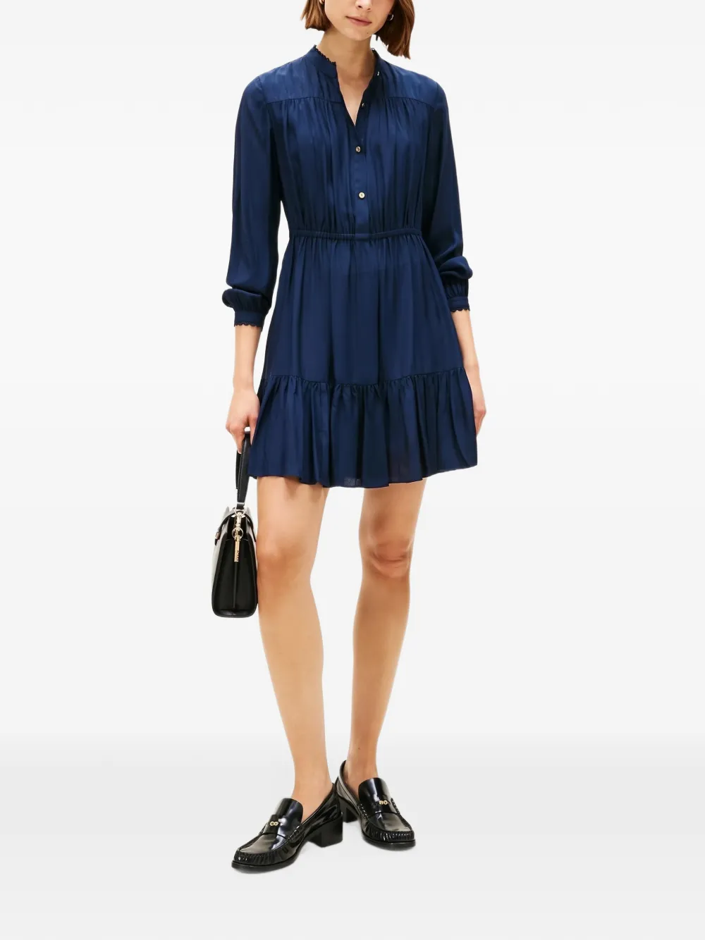 Tommy Hilfiger Gesmockte mini-jurk met jacquard Blauw