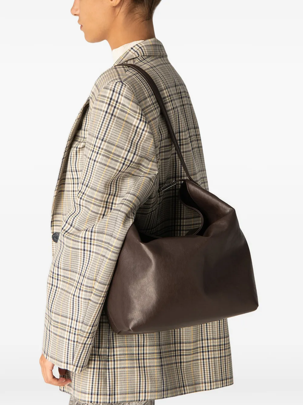 BY FAR Bea grote schoudertas - Bruin