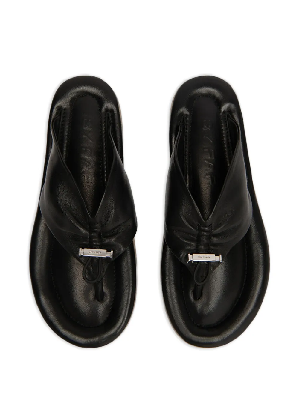 BY FAR Dashiel leren sandalen Zwart